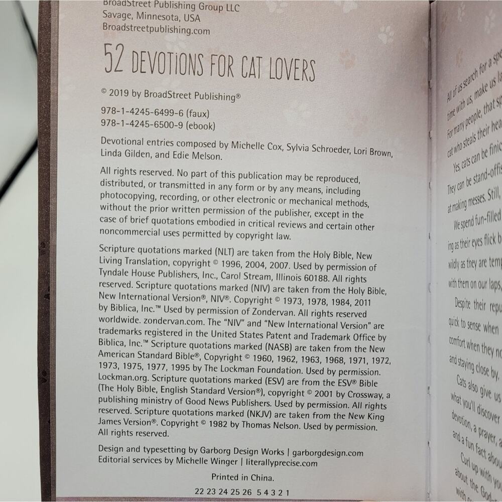 52 Devotions for Cat Lovers Book with Ribbon Bookmark - Picture 5 of 14